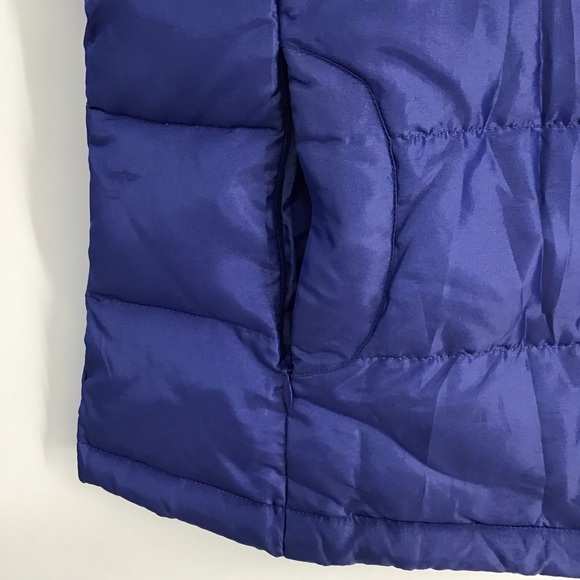 Talbots Down Vest W/Faux Fur Detachable Hood Zip Winter Sapphire Size Medium - Picture 7 of 11